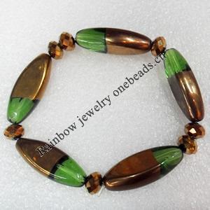 Electroplate Glass Bracelets, Horse eye, width:12mm, Sold per 7.1-inch Strand