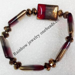 Electroplate Glass Bracelets, Rectangle, width:15mm, Sold per 7.1-inch Strand