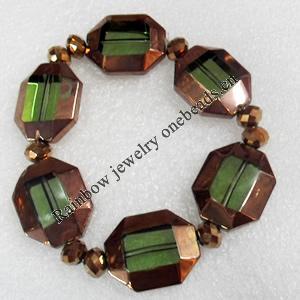 Electroplate Glass Bracelets, width:20mm, Sold per 7.1-inch Strand