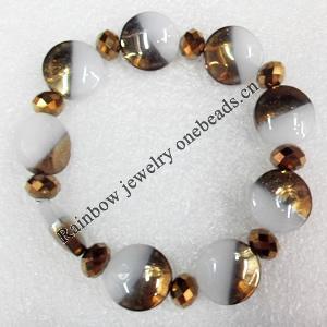 Electroplate Glass Bracelets, Flat Round, width:15mm, Sold per 7.1-inch Strand