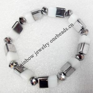 Electroplate Glass Bracelets, width:10mm, Sold per 7.1-inch Strand