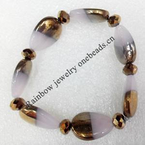 Electroplate Glass Bracelets, Teardrop, width:15mm, Sold per 7.1-inch Strand