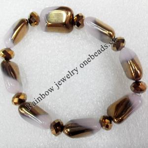 Electroplate Glass Bracelets, width:15mm, Sold per 7.1-inch Strand