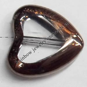 Electroplate Glass Beads, Heart, 14mm, Hole:1mm, Sold per 16-inch Strand