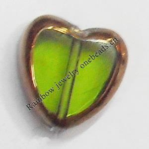 Electroplate Glass Beads, Heart, 10mm, Hole:1mm, Sold per 16-inch Strand