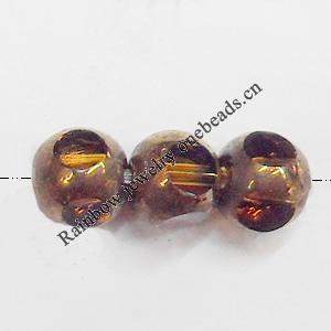 Electroplate Glass Beads, Faceted Round, 4mm, Hole:1mm, Sold per 16-inch Strand