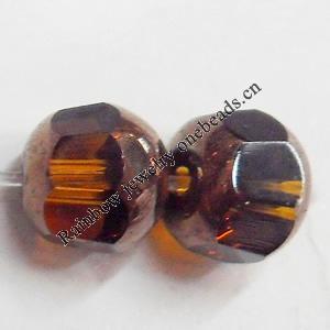 Electroplate Glass Beads, Faceted Round, 6mm, Hole:1mm, Sold per 16-inch Strand