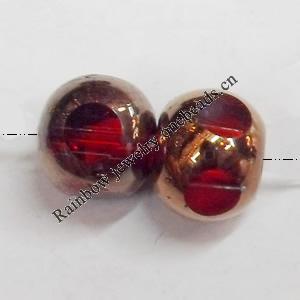Electroplate Glass Beads, Faceted Round, 6mm, Hole:1mm, Sold per 16-inch Strand