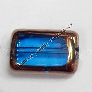 Electroplate Glass Beads, Rectangle, 8x12mm, Hole:1mm, Sold per 16-inch Strand