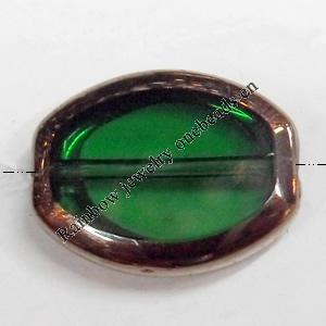 Electroplate Glass Beads, Flat Oval, 12x15mm, Hole:1mm, Sold per 16-inch Strand