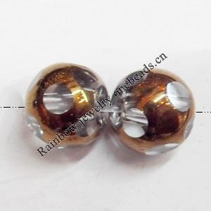 Electroplate Glass Beads, Faceted Round, 8mm, Hole:1mm, Sold per 16-inch Strand