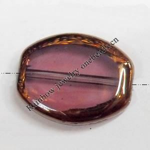 Electroplate Glass Beads, Flat Oval, 14x17mm, Hole:1mm, Sold per 16-inch Strand