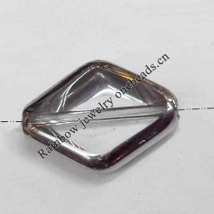 Electroplate Glass Beads, Diamond, 11x15mm, Hole:1mm, Sold per 16-inch Strand