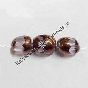 Electroplate Glass Beads, Faceted Oval, 4x5.3mm, Hole:1mm, Sold per 16-inch Strand