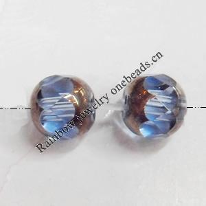Electroplate Glass Beads, Faceted Round, 6mm, Hole:1mm, Sold per 12-inch Strand