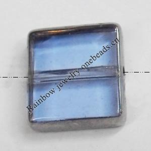 Electroplate Glass Beads, Square, 10mm, Hole:1mm, Sold per 16-inch Strand