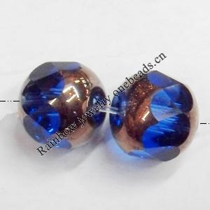 Electroplate Glass Beads, Faceted Round, 8mm, Hole:1mm, Sold per 16-inch Strand