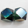 Electroplate Glass Beads, Faceted Cube, 6mm, Hole:1mm, Sold per 16-inch Strand
