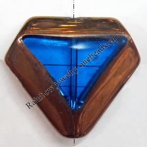 Electroplate Glass Beads, Triangle, 32x28mm, Hole:1.5mm, Sold per 16-inch Strand
