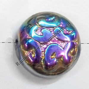 Electroplate Glass Beads, Flat Round, 13mm, Hole:1mm, Sold by PC