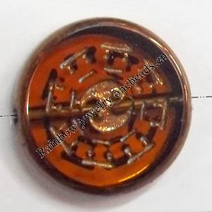 Electroplate Glass Beads, Flat Round, 15mm, Hole:1mm, Sold per 16-inch Strand