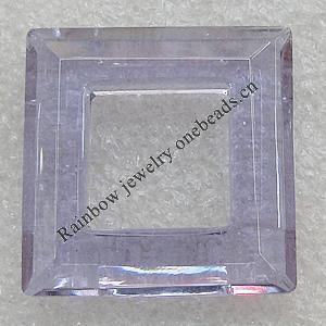 Glass Crystal Pendants, Hollow Square 14mm, Sold by PC