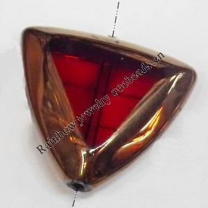 Electroplate Glass Beads, Triangle, 23mm, Hole:1mm, Sold by PC