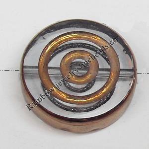 Electroplate Glass Beads, Flat Round, 16mm, Hole:1mm, Sold per 16-inch Strand