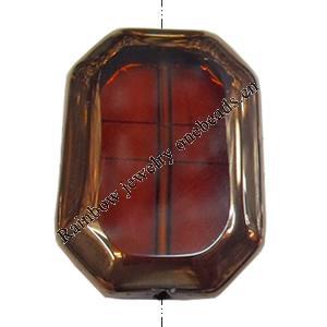 Electroplate Glass Beads, Polygon Rectangle, 25x35mm, Hole:1mm, Sold per 16-inch Strand