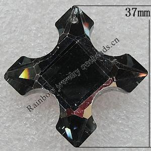 Glass Crystal Pendants, Cross 37mm Hole About:2mm, Sold by PC