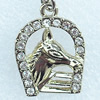 Zinc Alloy Charm/Pendant with Crystal, Nickel-free & Lead-free, A Grade 26x19mm, Sold by PC  