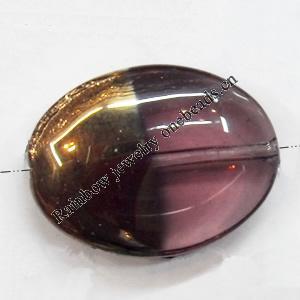Electroplate Glass Beads, Flat Oval, 21x16mm, Hole:1mm, Sold per 16-inch Strand