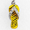 Zinc Alloy Enamel Charm/Pendant with Crystal, Nickel-free & Lead-free, A Grade Shoes 29x11mm, Sold by PC  