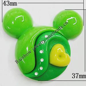 Resin Cabochons, No Hole Headwear & Costume Accessory, Animal Head 37x43mm, Sold by Bag