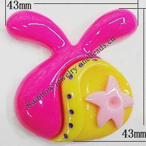 Resin Cabochons, No Hole Headwear & Costume Accessory, Animal Head 43x43mm, Sold by Bag