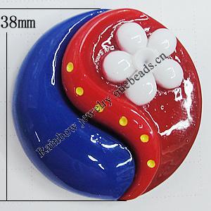 Resin Cabochons, No Hole Headwear & Costume Accessory, Flat Round 38mm, Sold by Bag