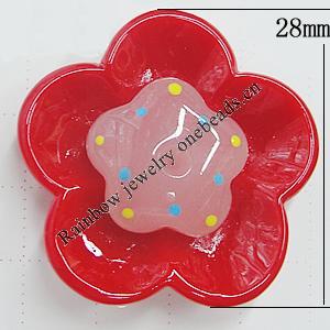 Resin Cabochons, No Hole Headwear & Costume Accessory, Flower 28mm, Sold by Bag