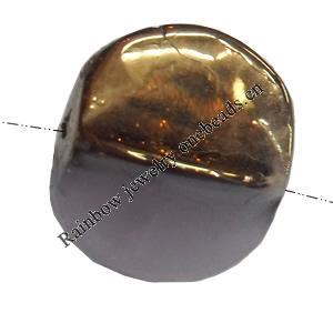 Electroplate Glass Beads, Flat Round, 17x18mm, Hole:1mm, Sold per 16-inch Strand