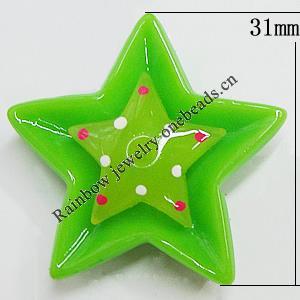 Resin Cabochons, No Hole Headwear & Costume Accessory, Star 31mm, Sold by Bag