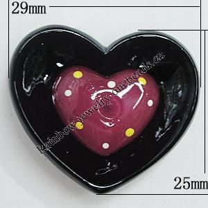 Resin Cabochons, No Hole Headwear & Costume Accessory, Heart 29x25mm, Sold by Bag