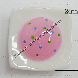 Resin Cabochons, No Hole Headwear & Costume Accessory, Twist Square 24mm, Sold by Bag