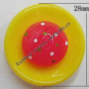 Resin Cabochons, No Hole Headwear & Costume Accessory, Flat Round 28mm, Sold by Bag