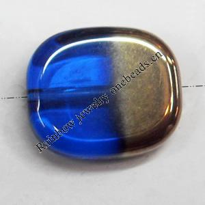 Electroplate Glass Beads, Flat Oval, 14x12mm, Hole:1mm, Sold per 16-inch Strand