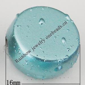 Crapy Exterior Acrylic Beads, Flat Round 16x9mm Hole:about 2mm, Sold by Bag
