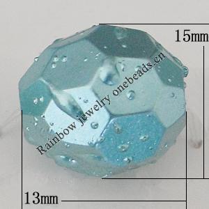 Crapy Exterior Acrylic Beads, Faceted Oval 15x13mm Hole:about 3mm, Sold by Bag