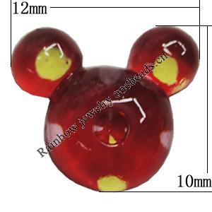 Resin Cabochons, No Hole Headwear & Costume Accessory, Animal Head 12x10mm, Sold by Bag