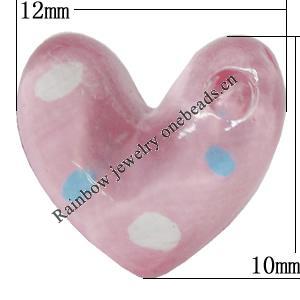 Resin Cabochons, No Hole Headwear & Costume Accessory, Heart 12x10mm, Sold by Bag