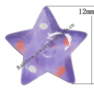 Resin Cabochons, No Hole Headwear & Costume Accessory, Star 12mm, Sold by Bag