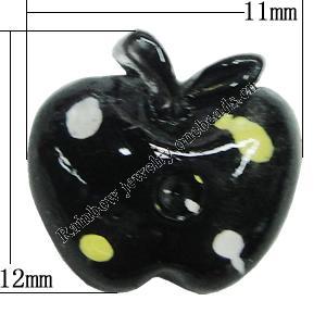 Resin Cabochons, No Hole Headwear & Costume Accessory, Apple 12x11mm, Sold by Bag