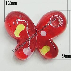 Resin Cabochons, No Hole Headwear & Costume Accessory, Butterfly 12x9mm, Sold by Bag